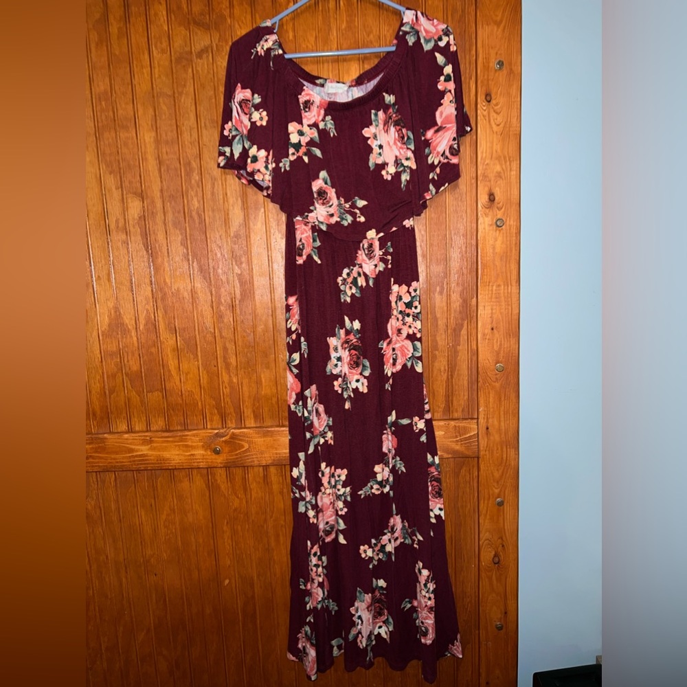 Alter’d State Floral Maxi Dress Off The Shoulder Size Small